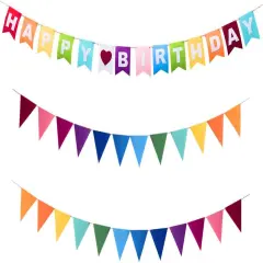 Rainbow Felt Fabric Bunting, 35 Pcs/ 24.6 Feet(3 Pack) Decoration Banners for Birthday Party