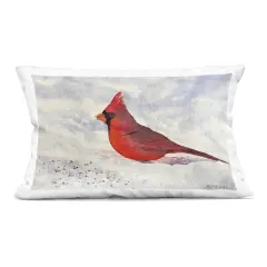 Stupell Industries Red Cardinal in Snow Decorative Printed Pillow design by Stephanie Fielden, 14 x 7 x 20