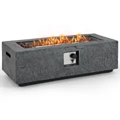 Grey Magnesium Oxide Fire Pit Table, 50,000 BTU and Stainless Steel Burner