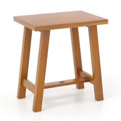 Natural Wooden Bathroom Shower Stool with 4 Legs Ideal Use as Side Table or Plant Stand