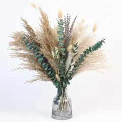 Dried Pampas Grass Boho Bouquet, Exquisite Lavender and Eucalyptus Dried Flower Arrangements for Western Boho Decor, Rustic Flowers