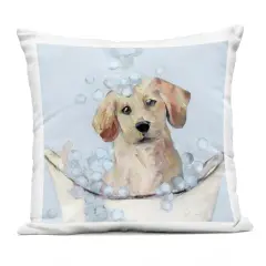 Stupell Industries Bubble Bath Lab Puppy Outdoor Printed Pillow design by Sally Swatland, 18 x 7 x 18