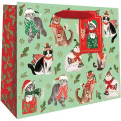 Pack/6: Frolicking Felines Gift Bag - 10 x 4 x 8"