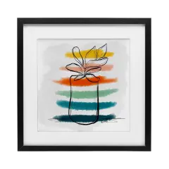 Stupell Industries Plant with Color Streaks Framed Print Under Glass, design by Beki Marquardt