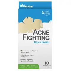 Truly Clear: Hydrocolloid Acne Fighting Nose Patches - 10ct - Face Zit & Blemish Covers, Contoured Design, Vegan Skincare, Overnight Spot Treatment
