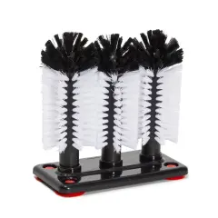 Bar Wine Glass Washer for Sink - 3 Head Bottle Brush Cleaner with Suction Base for Kitchen Black