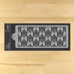 Filigree Damask Cake Stencil Side #4 | C554 by Designer Stencils | Cake Decorating Tools | Baking Stencils for Royal Icing, Airbrush, Dusting Powder | Reusable Plastic Food Grade Stencil for Cakes | Easy to Use & Clean Cake Stencil