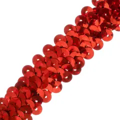 5 yards of 2 Row 7/8" Starlight Hologram Stretch Sequin Trim | 5 yard cut Red