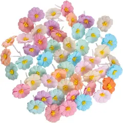 50 Pcs Artificial Handmade Mulberry Paper Craft Flowers (Pastels Tone)