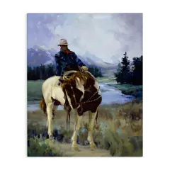 Stupell Industries Cowboy & Horse in Valley Canvas By Carolyne Hawley
