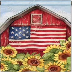 Old Glory Barn 2 Sided Banner Sunflowers Flag