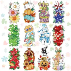 12 Pcs Seasonal Diamond Art Wreath Kits