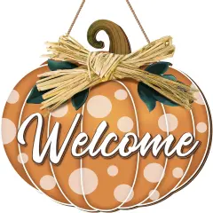 Fall Door Decor Pumpkin Welcome Sign (Pumpkin)