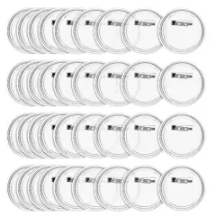 36 Pack Make Your Own Blank Button Pins for DIY Crafts (2.25 In) Clear