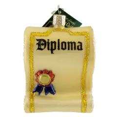 Old World Christmas 3.75 In Diploma Tree Ornament , Graduation Commencement Off-White