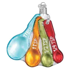 Old World Christmas 3.5 Inch Measuring Spoons Tree Ornament , Cooking Recipes Multicolored