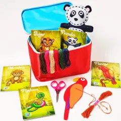 Bryte Jungle Animals Sewing Kit for Kids: A Fun DIY Arts & Crafts Experience with 5 Pre-Cut Felt Animals, Needles, Thread, Instructions & More - For Kids Age 7+ - Great Gift For Birthdays and Holidays Multicolor