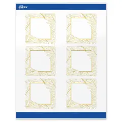 Avery Printable Square Labels with Sure Feed Technology, Pre-Printed Gold Florals, Glossy White, 3" x 3", Laser & Inkjet Compatible, 60 Total, Great for Branding, Marketing, and Events