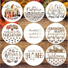 9 Pcs Fall Stencil for Painting on Wood, Reusable Thanksgiving Autumn