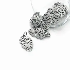 Stainless Steel Anatomical Heart Pendant, 20x12mm