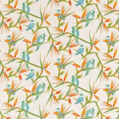 Tropical - Aqua & Teal,Green,Orange & Rust Leaves,Novelty,Tropical & Botanical Upholstery Fabric 54 Inches"
