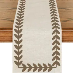 Beige Brown Willow Leaf Table Runner 13x72 Inch