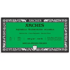 Arches Aquarelle Cold Pressed Watercolor Block 5.9"X11.8"- 140lb, 20 Sheets
