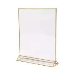 6 Gold and Clear Rectangular Frame Acrylic Freestanding Table Sign Holders Party