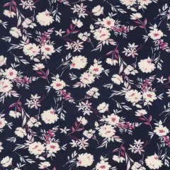 1 Yard Floral Flower CEY Sublimation Fabric Lightweight Polyester 58/59 Inches Wide NAVY