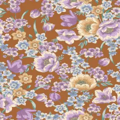 100% Polyester Cey Floral Print Fabric Lightweight Soft Woven 58/59&rdquo; Wide RUST