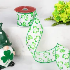 Northlight St. Patrick's Day Shamrocks Wired Spring Craft Ribbon - 2.5" x 10 Yards Green