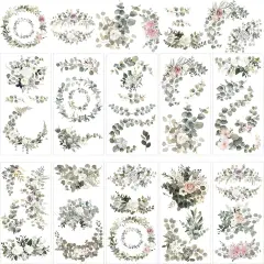 10 Sheets Botanical Flower Rub on Transfers for Craft 6 x 12 Inches