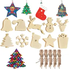 50pcs Christmas Wooden Ornaments for Crafts