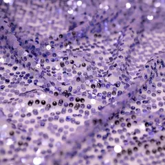 1 Yard Premium Mandy Mesh Sequin Fabric, 58" Cut Width, 50" Usable Width, 92% Polyester, 8% Spandex Lavender
