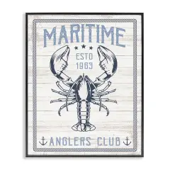 Stupell Industries Maritime Anglers Club Framed Giclee Wall Art Design by Angela Nickeas