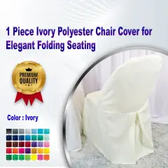 1 Piece Ivory Polyester Chair Cover for Elegant Folding Seating