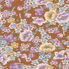 1 Yard 100% Polyester CEY Floral/Fower Print Fabric, 58/59&Prime; Wide RUST