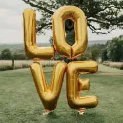 40 Inch Giant Jumbo Helium Foil Mylar Balloons Bouquet (Premium Quality), Matte Gold, Letters LOVE