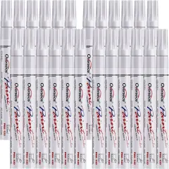 White Paint Pens Permanent Markers 24 Pcs, Oil Based Paint Markers Set, Quick Drying, Waterproof