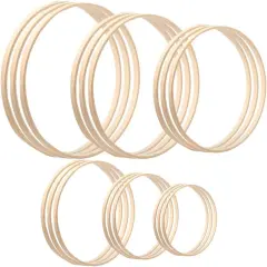 Wooden Bamboo Floral Hoop Set - 18pcs, 6 Sizes - Macrame Craft Rings for DIY Wedding Wreath Decor, Dream Catcher, Wall Hanging Craft