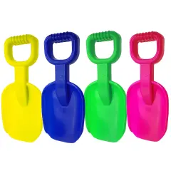 4E's Novelty 15in Large Beach Shovels - 4 Pack Kids Plastic Sand Shovels for Summer Party Favors