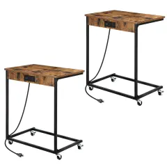 Side Table with Storage Basket, Sofa Side Table, Bedside Table, Bedside Table, Bookshelf C-Shaped Coffee Table, Living Room, Bedroom, Kitchen, Bathroom, Dining Room