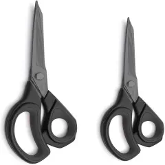 2 Pack Sewing Fabric Scissors: Titanium Coated Forged Sharp Heavy Duty Shears All Purpose for Tailor Dressmaking Crafting Cutting Clothes Leather, 8.5" & 9.5", Black