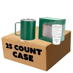 Makerflo 12 oz Powder Coated Camper Mug with Leak-Proof Clear Lid, Ideal for Craft and Personalization (Laser Engraving, UV DTF, Epoxy, and Vinyl) Green