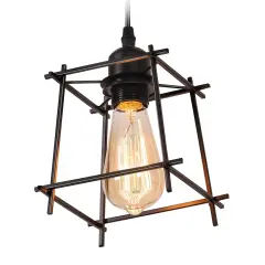 Black Metal Hanging Pendant Light Industrial Adjustable Fixture for Kitchen Island, Hallway, Bar, or Dining Room