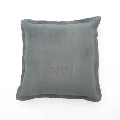 Linen Solid Grey Throw Pillow with Flange &ndash; 22" x 22", Decorative Square Cushion