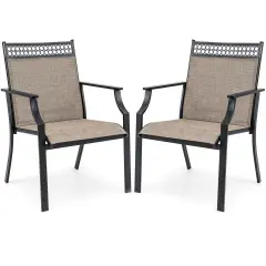 Costway Patio Chairs Set of 2 with All Weather Breathable Fabric High Backrest Blue/Coffee/Black