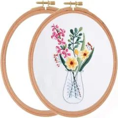 Wooden 9Inch Embroidery Hoops,2 Pieces Natural Beech Wood Embroidery Frame, Decorative Hanging Cross Stitch Hoops Frames for Christmas Embroidery Supplies