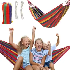 4E&rsquo;s Novelty Cotton Double Hammock - Portable Hammock with Ropes, Travel Bag, Max 450lb, Hammocks for Outside