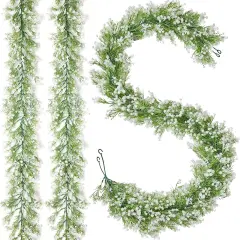2Pcs 5.9 Ft Babys Breath Garland, 162 Branches White Artificial Baby Breath Spring Flower Vines, Faux Garland Real Touch Gypsophila Hanging Flower Vines for Wedding Arch Party Table Home Wall Decor